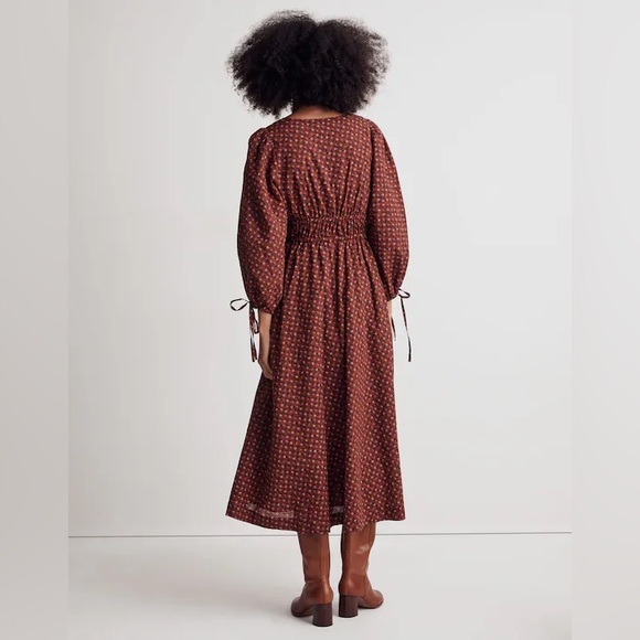 Madewell Sophia Tie-Front Midi Dress in Teaberry Floral Size XXL Fall Autumn - Picture 6 of 11